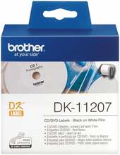 Etiketirull Brother DK-11207, CD/DVD, must valgel, ø 58 mm
