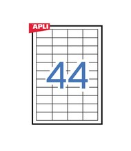 Isekleepuvad etiketid Apli, A4, 48.5 x 25.4 mm, 100 lehte, valge, 44 etiketti lehel
