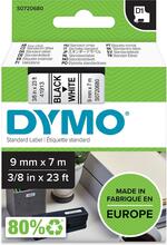 Dymo D1 teip 40913, 9 mm x 7 m, must valgel