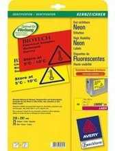 Kleebisetiketid Avery Zweckform, A4, 210 x 297 mm, neoonkollane, 25 lehte