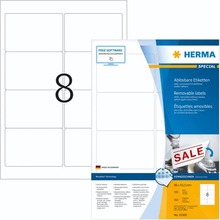 Kleebisetiketid Herma 10308, ümardatud ristkülik, 96 x 63.5 mm, valge, 800 tk