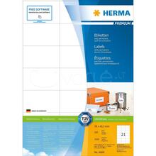 Etiketid HERMA Premium A4, 70 x 42.3 mm, valge, matt paber, 2100 tk