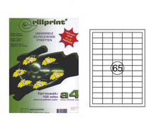 Etiketid RILLSTAB Rillprint, A4, 38 x 21.2 mm, 65 etiketti lehel, 100 lehte
