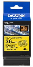 Etiketilint Brother TZE-SL661, 36 mm, must/kollane, lamineeritud