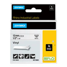 Vinüüllint DYMO Rhino 18444, 12 mm x 5.5 m, must valgel