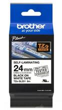Etiketilint Brother TZESL251, 24 mm, must valgel, lamineeritud
