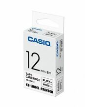 Kleepkirjalint Casio XR-12 WE, 12 mm, must valgel