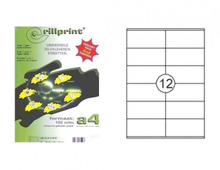 Etiketikleebised Rillstab Rillprint, A4, 105 x 48 mm, 12 kleebist lehel, 100 lehte