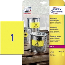 Kleebisetiketid Avery Zweckform, A4, 210 x 297 mm, kollane, 20 lehte