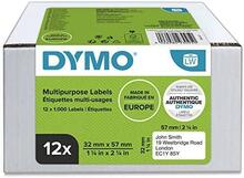 Etiketid Dymo LabelWriter 2093095, 32 x 57 mm, valge, 12 rulli, 1000 tk igas rullis