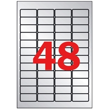 Isekleepuvad etiketid Apli, A4, 45.7 x 21.2 mm, hõbedased, 20 lehte, 48 etiketti lehel
