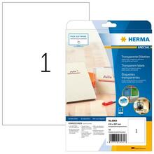 Etiketid HERMA 8964, A4, läbipaistvad, 210 x 297 mm, 10 lehte