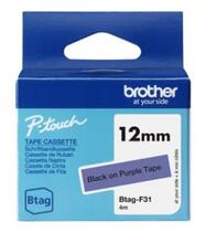 Etiketilint Brother BTAG-F31, 1.2 cm, must/lilla