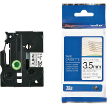 Kleepkirjalint Brother TZe-N201, 8 m, 3.5 mm, must/valge, lamineerimata