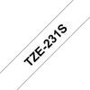 Etiketilint Brother TZE231S, 12 mm, must valgel, 4 m