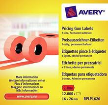 Etiketid Avery RPLP1626, 16 x 26 mm, punane, 1200 etiketti, 10 rulli/pk