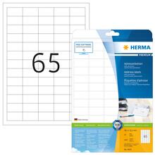 Aadressisildid HERMA Premium A4, 38.1 x 21.2 mm, valged, 1625 tk
