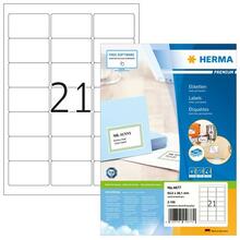 Aadressisilt HERMA 4677, A4, 63.5 x 38.1 mm, valge, 2100 tk