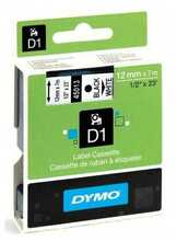 Etiketilint Dymo D1 45013, 12 mm x 7 m, must valgel