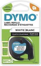 Plastiklint Dymo LetraTag 12 mm x 4 m, must valgel, 10 tk