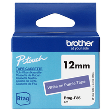 Etiketilint Brother BTAG-F35, 12 mm, valge/lilla, 4 m