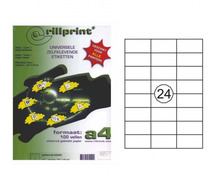 Etiketikleebised Rillstab Rillprint, 70 x 37 mm, A4, 24 kleebist lehel, 100 lehte