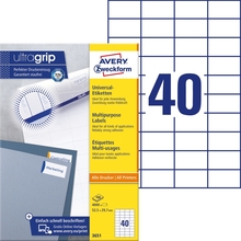 Kleebisetiketid Avery Zweckform 3651, A4, 52.5 x 29.7 mm, 100 lehte, valge
