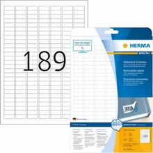 Etiketid HERMA 10001, A4, 25.4 x 10 mm, valge, 4725 tk
