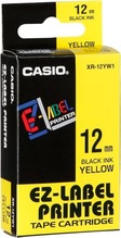 Kassett Casio XR-12 YW, 12 mm, must/kollane, 8 m