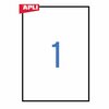 Isekleepuvad etiketid Apli, A4, 210 x 297 mm, 1 kleebis lehel, 100 lehte, valge