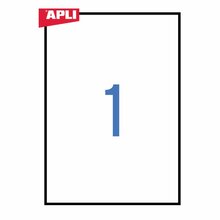 Isekleepuvad etiketid Apli, A4, 210 x 297 mm, 1 kleebis lehel, 100 lehte, valge
