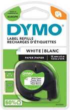 Paberist etikettlint Dymo LetraTag 12 mm x 4 m, must valgel, 10 tk