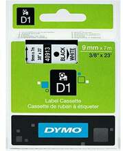Etiketilint DYMO D1, 9 mm x 7 m, must valgel