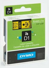 Etiketilint DYMO D1 43618, 6 mm, must/kollane, 7 m