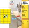 Kleebisetiketid Avery Zweckform 3451, A4, 70 x 37 mm, kollane, 100 lehte