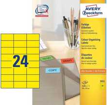 Kleebisetiketid Avery Zweckform 3451, A4, 70 x 37 mm, kollane, 100 lehte
