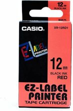 Etiketilint Casio XR-12RD1, 12 mm x 8 m, must punasel