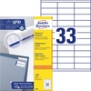 Iseliimuvad etiketid Avery Zweckform, A4, 70 x 25.4 mm, 33 etiketti lehel, 100 lehte, valge