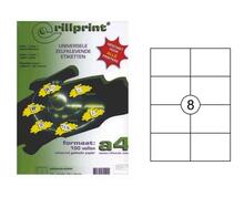 Etiketikleebised Rillstab RILLPRINT, A4, 105 x 74 mm, 8 kleebist lehel, 100 lehte
