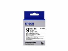 Etiketilint Epson LK-3WBW (C53S653007), 9 mm x 9 m, must valgel, tugev liim