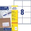 Kleebisetiketid Avery Zweckform, A4, 105 x 70 mm, 8 etiketti lehel, 100 lehte, valge