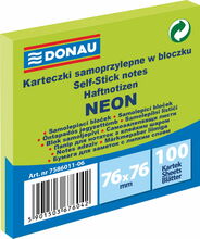 Kleepsulehed Donau, 76 x 76 mm, neoonroheline, 100 tk