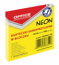 Isekleepuvad märkmepaberid OFFICE PRODUCTS, 76 x 76 mm, neoonkollane, 100 tk