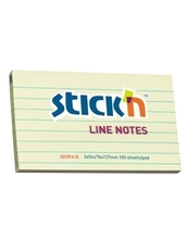 Märkmepaberid Stick´N 76x127 mm, kollane, 100 lehte, jooneline