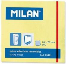 Kleepmärkmepaberid Milan 85401, 76 x 76 mm, kollane, 100 lehte