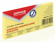 Märkmepaber OFFICE PRODUCTS, 51 x 38 x 3 mm, kollane, 100 tk
