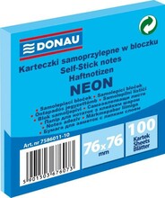 Kleepsulehed Donau, 76 x 76 mm, neoon sinine, 100 tk