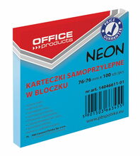 Kleepsulehed Office Products, 76 x 76 mm, neoon sinine, 100 tk