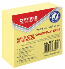 Märkmepaberid Office Products, 76 x 76 mm, kollane, 400 tk