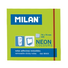Kleepmärkmepaber Milan B11-0584, 76 x 76 mm, neoonroheline, 100 lehte